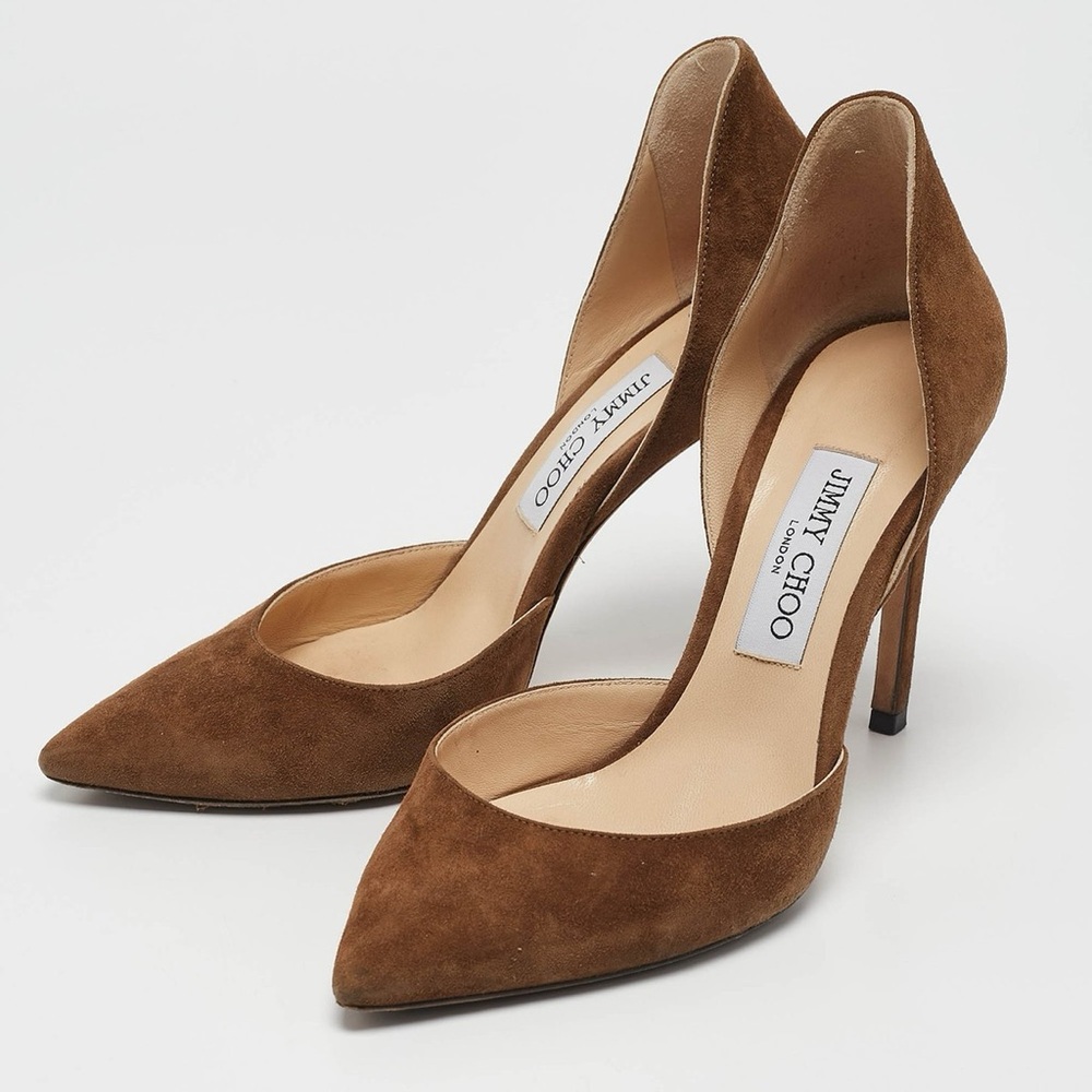 Jimmy Choo Brown Suede Pointed-Toe Heels
